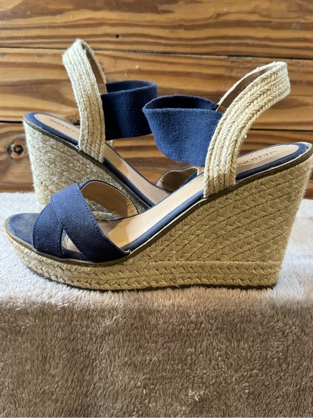 Merona Navy Blue Espadrille Wedge Sandals - Picture 3 of 4
